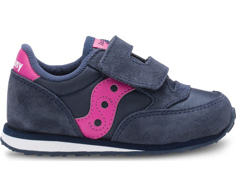 αθλητικα παπουτσια παιδικα Saucony Baby Jazz Hook & Loop σκουρο μπλε ροζ | HAMIBS274