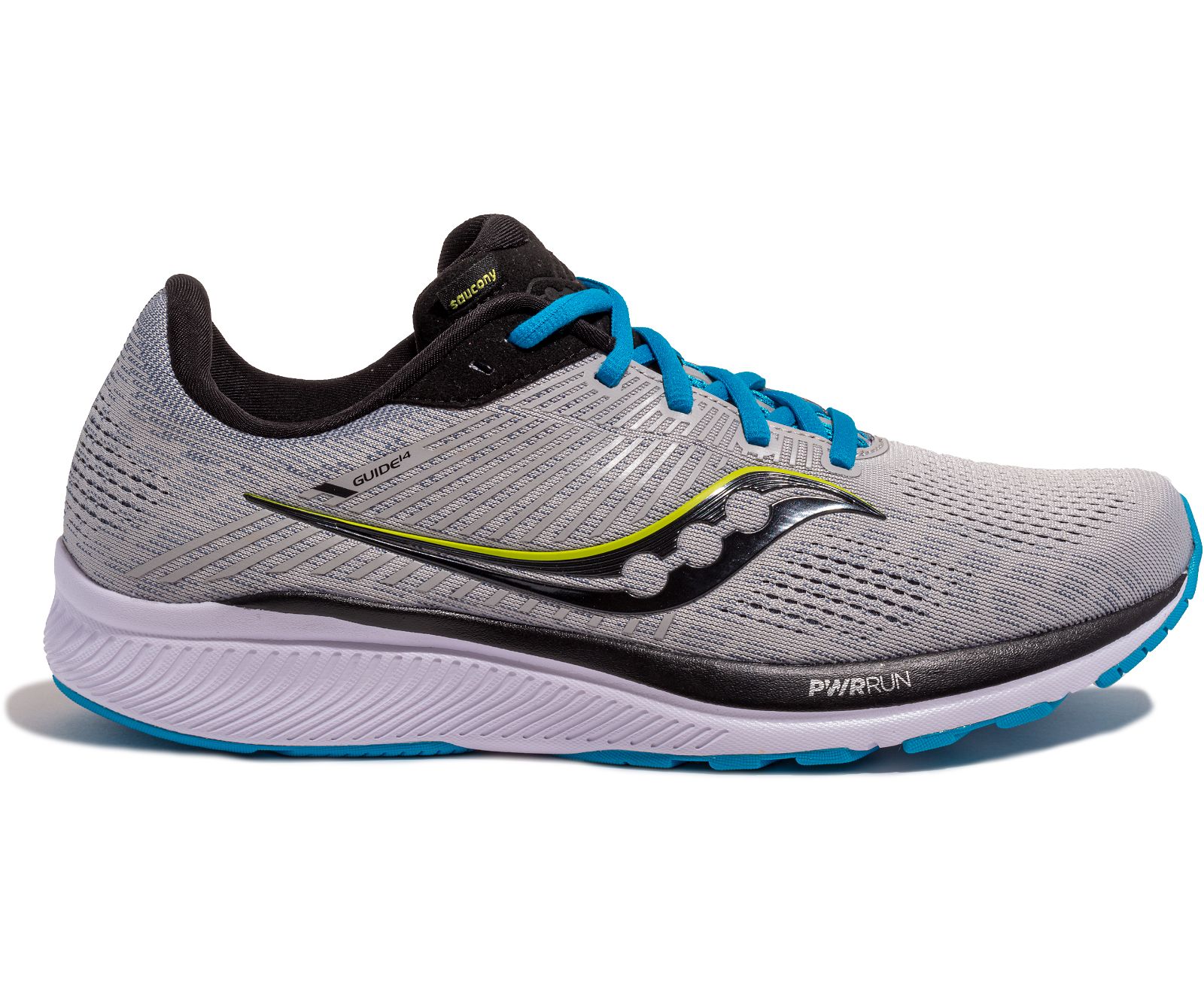 παπουτσια για τρεξιμο ανδρικα Saucony Guide 14 φαρδια γκρι μπλε | DHAPUT197