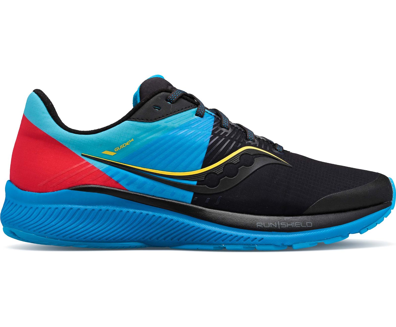 παπουτσια για τρεξιμο ανδρικα Saucony Guide 14 Runshield μαυρα μπλε | VYDANX851