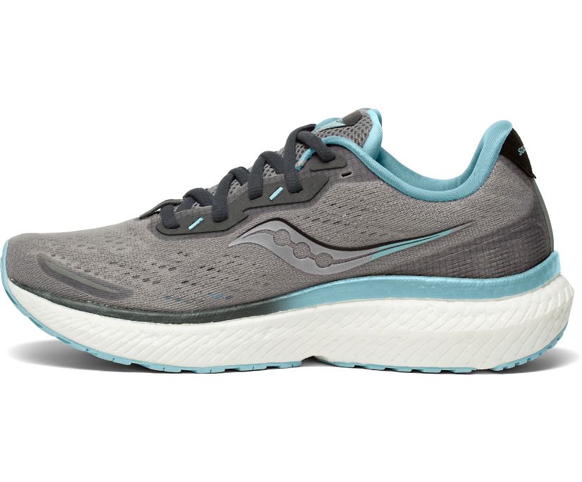 παπουτσια για τρεξιμο γυναικεια Saucony Triumph 19 γκρι τυρκουάζ | HMTVKG309