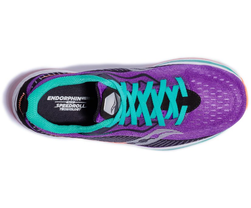 παπουτσια για τρεξιμο γυναικεια Saucony Endorphin Speed 2 μωβ μαυρα τυρκουάζ | IMNDHA182