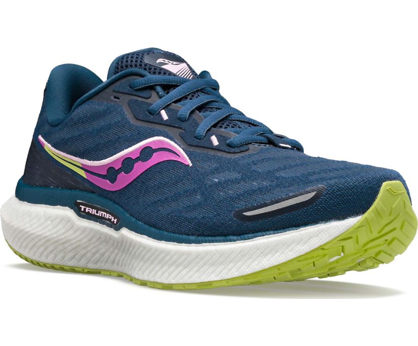 παπουτσια για τρεξιμο γυναικεια Saucony Triumph 19 σκουρο μπλε πρασινο | IPEABX975