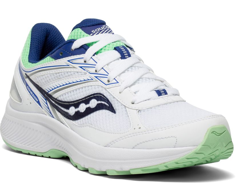 παπουτσια για τρεξιμο γυναικεια Saucony Cohesion 14 ασπρα σκουρο μπλε μεντα | MSBQLV501