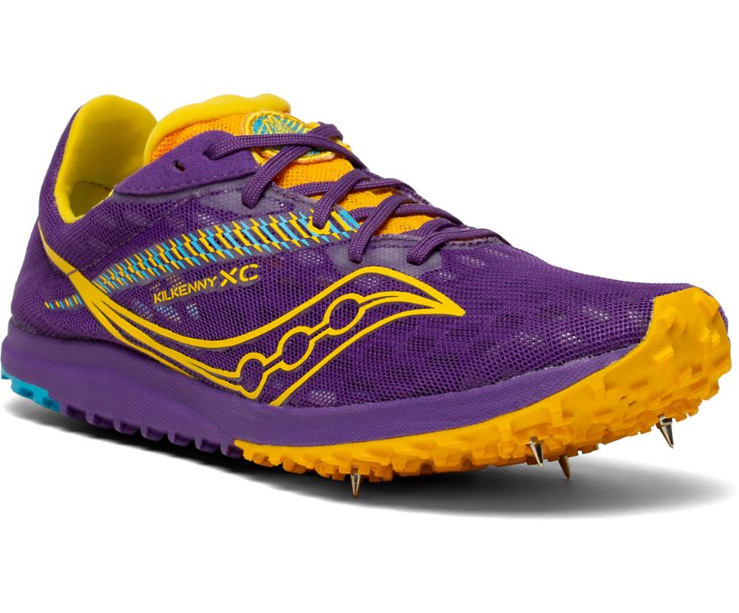 παπουτσια για τρεξιμο γυναικεια Saucony Kilkenny Xc9 Spike μωβ χρυσο χρωμα | QGLDBE514