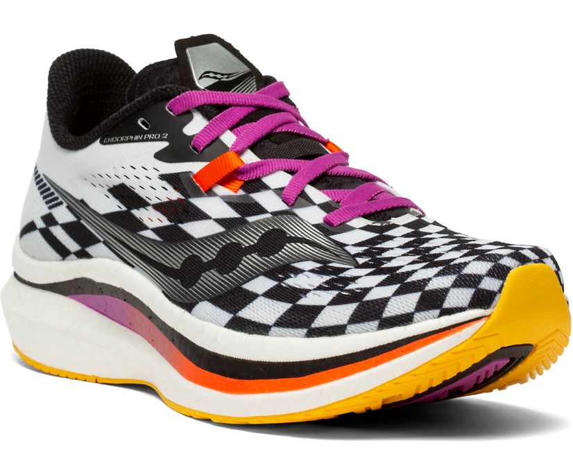 παπουτσια για τρεξιμο γυναικεια Saucony Endorphin Pro 2 ανοιχτο γκρι μαυρα | QHBZNT106