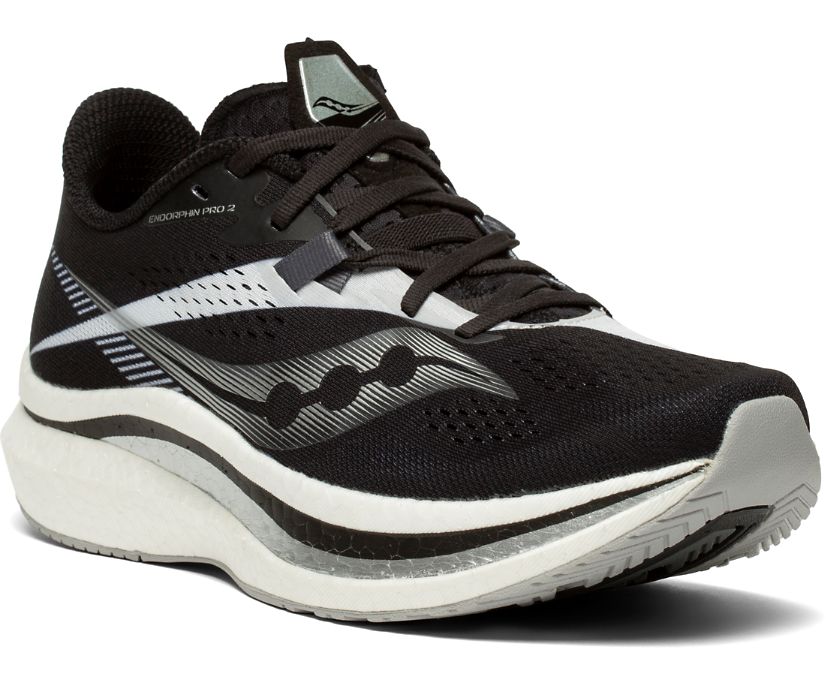 παπουτσια για τρεξιμο γυναικεια Saucony Endorphin Pro 2 μαυρα ασπρα | RFULSI096