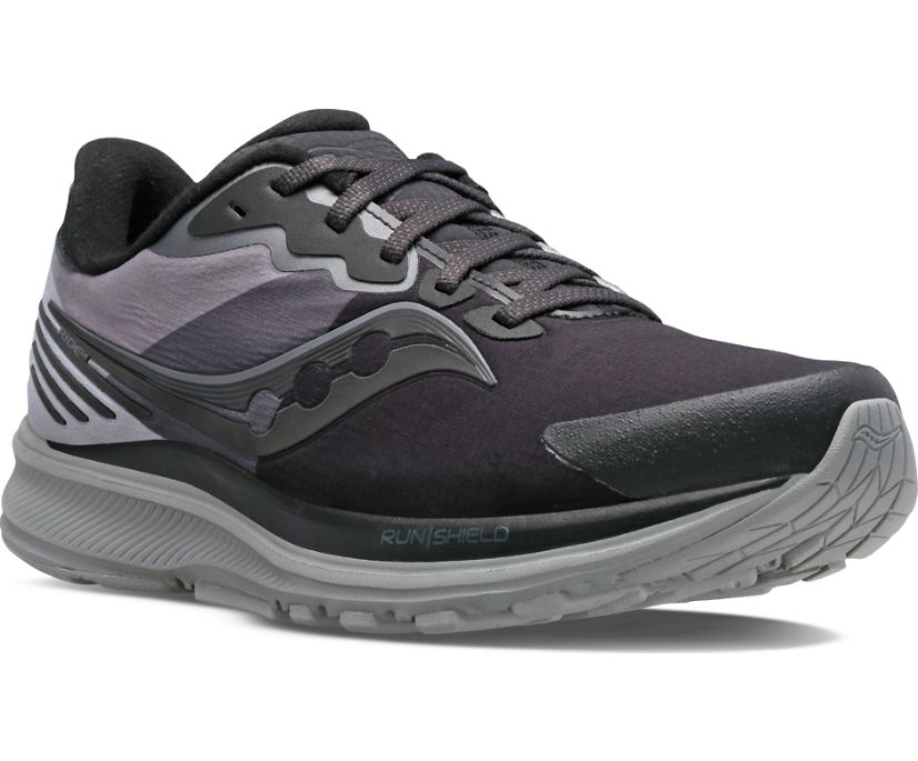 παπουτσια για τρεξιμο γυναικεια Saucony Ride 14 Runshield μαυρα γκρι | VAKCPX328