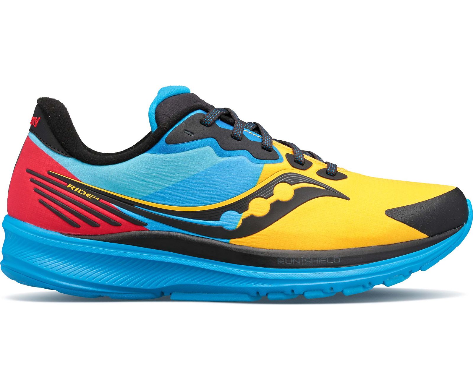 παπουτσια για τρεξιμο γυναικεια Saucony Ride 14 Runshield μπλε κοκκινα κίτρινα | WUNRTK278