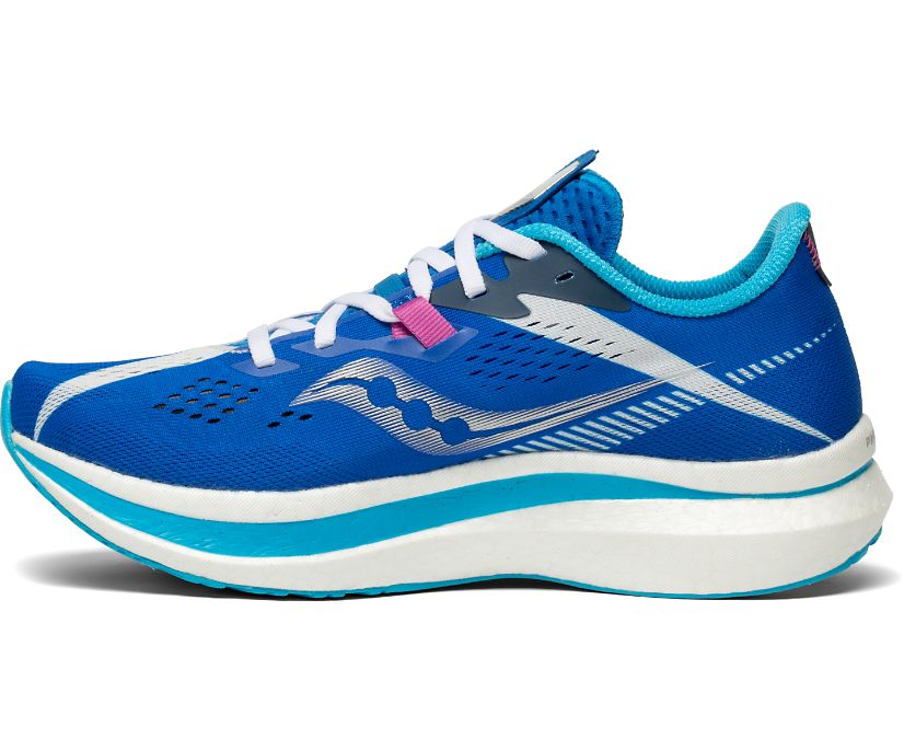 παπουτσια για τρεξιμο γυναικεια Saucony Endorphin Pro 2 μπλε ρουά ασπρα | ZJPKGU657