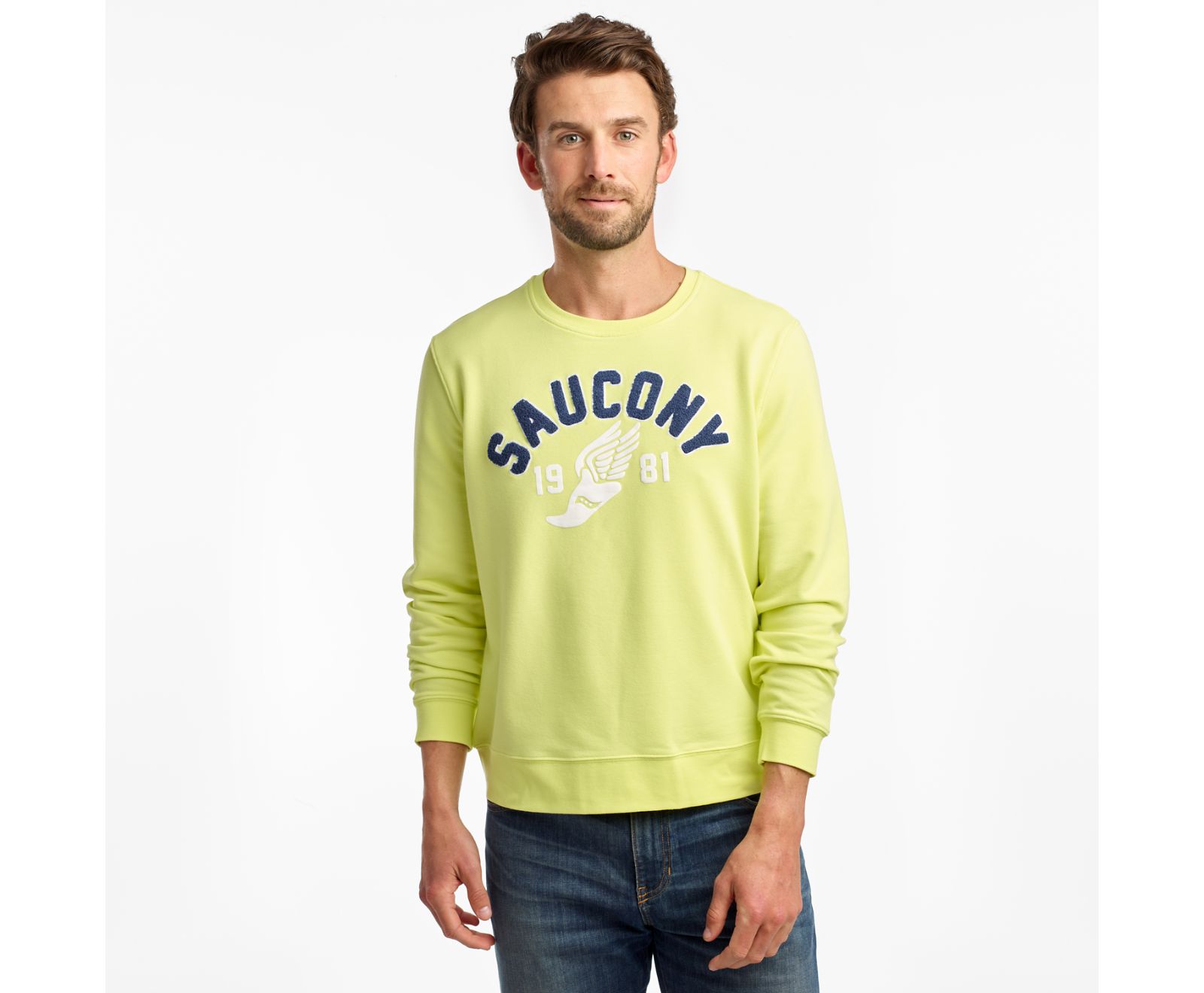 πουκαμισα ανδρικα Saucony Rested Crewneck πορτοκαλι ανοιχτο πρασινο | HZGOYD136