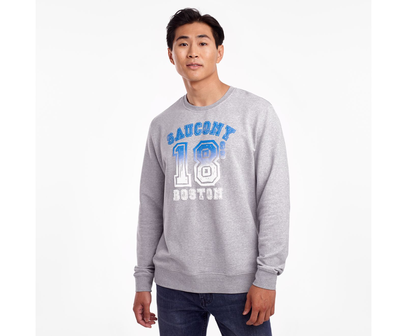 πουκαμισα ανδρικα Saucony Rested Crewneck ανοιχτο γκρι | SGVBUH076