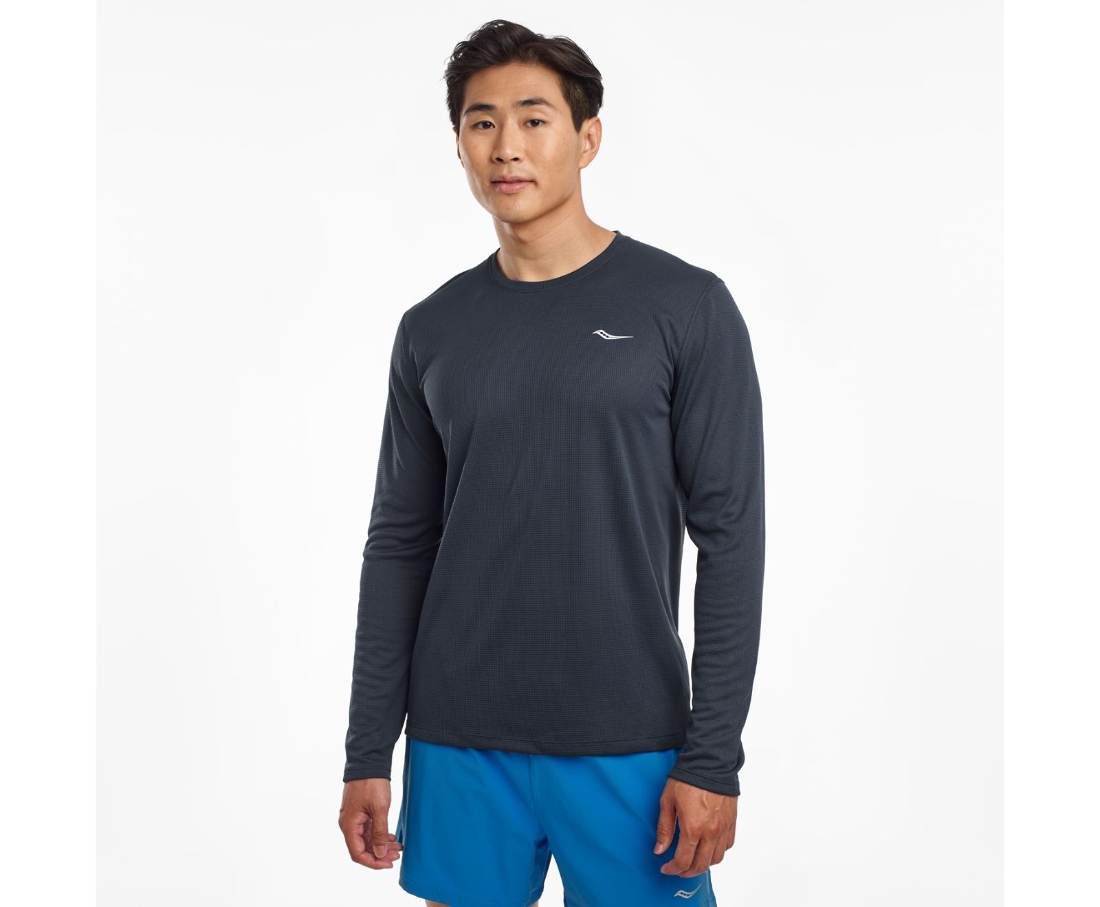 πουκαμισα ανδρικα Saucony Stopwatch Long Sleeve μπλε | QPCJYN820