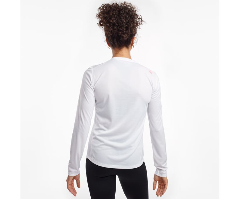 πουκαμισα γυναικεια Saucony Stopwatch Long Sleeve ασπρα | KQTNLU105