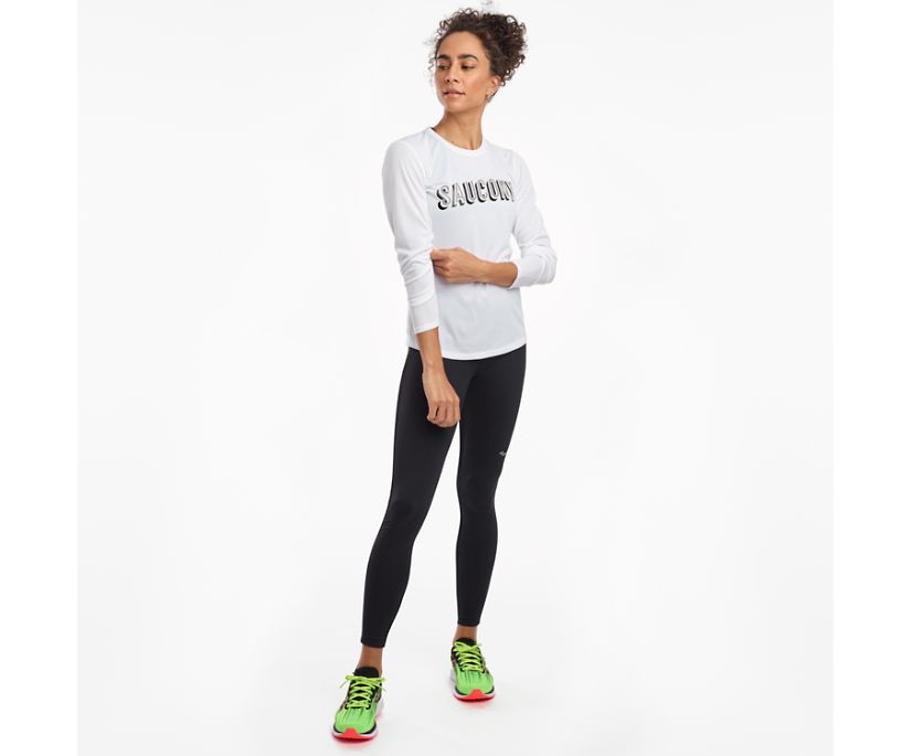 πουκαμισα γυναικεια Saucony Stopwatch Long Sleeve ασπρα | KQTNLU105