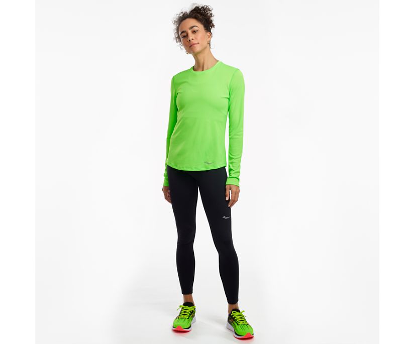 πουκαμισα γυναικεια Saucony Stopwatch Long Sleeve πρασινο | LDEAHV825