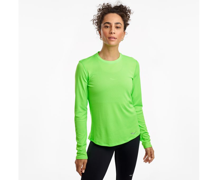 πουκαμισα γυναικεια Saucony Stopwatch Long Sleeve πρασινο | LDEAHV825