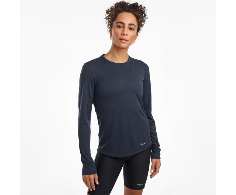 πουκαμισα γυναικεια Saucony Stopwatch Long Sleeve μπλε | VATOPH491