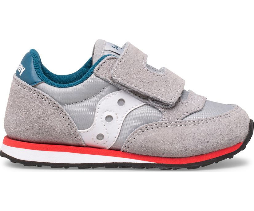 αθλητικα παπουτσια παιδικα Saucony Baby Jazz Hook & Loop γκρι μπλε κοκκινα | KRUDTG259