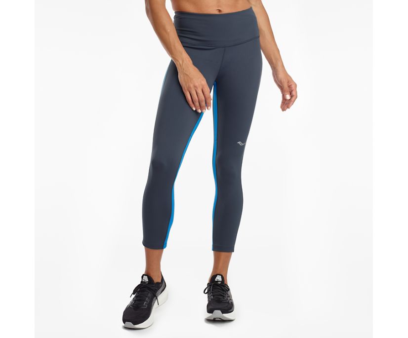 παντελονι γυναικεια Saucony Fortify Crop μπλε | YEJGFS046