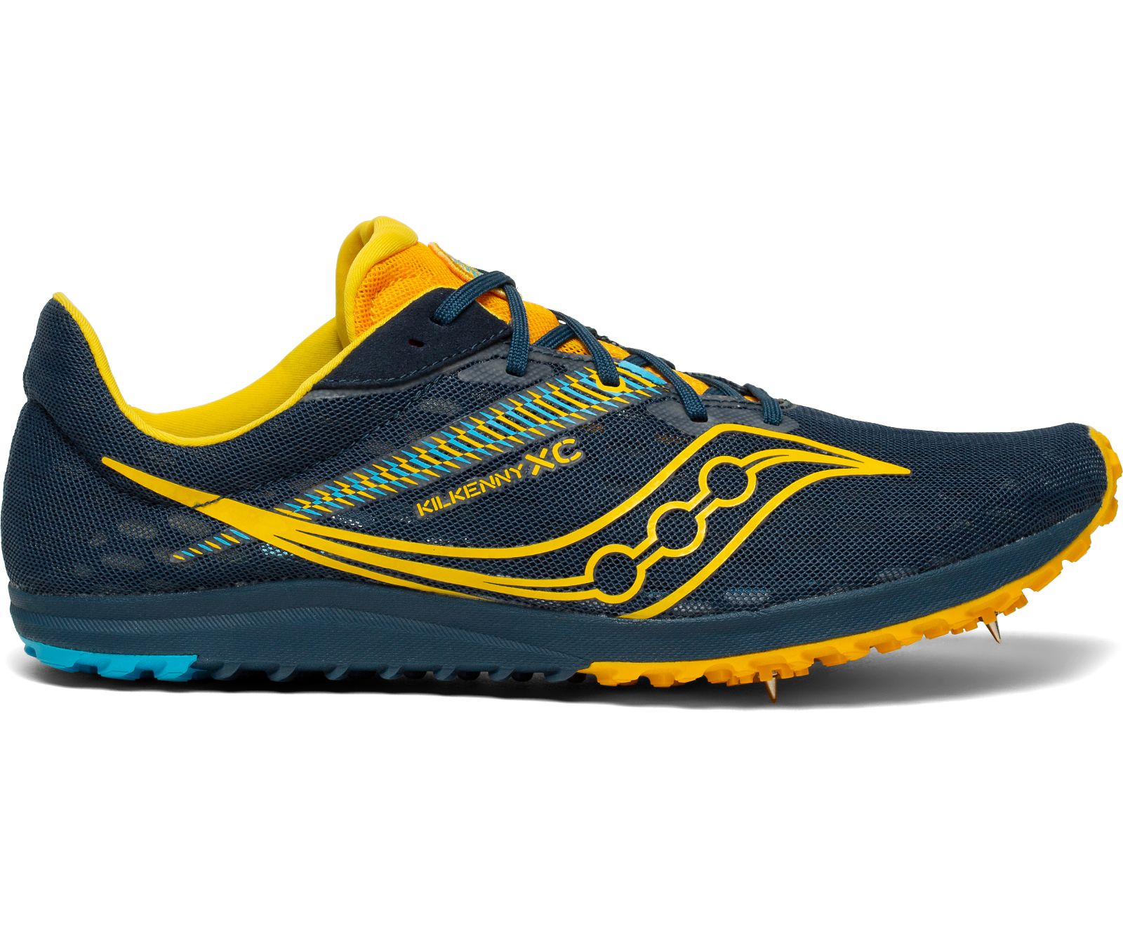 παπουτσια για τρεξιμο ανδρικα Saucony Kilkenny Xc9 Spike σκουρο μπλε χρυσο χρωμα | LDHRYP702