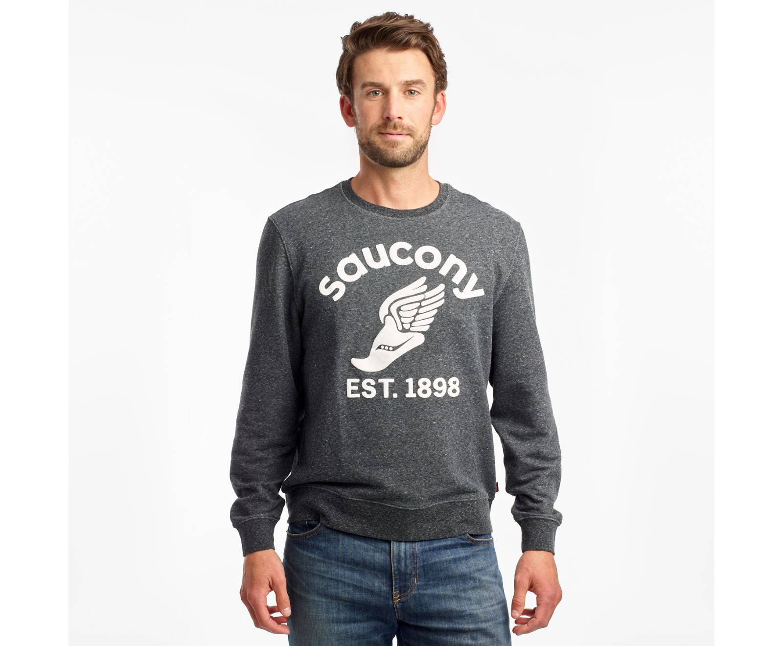 πουκαμισα ανδρικα Saucony Rested Crewneck μαυρα | SVGWNR902