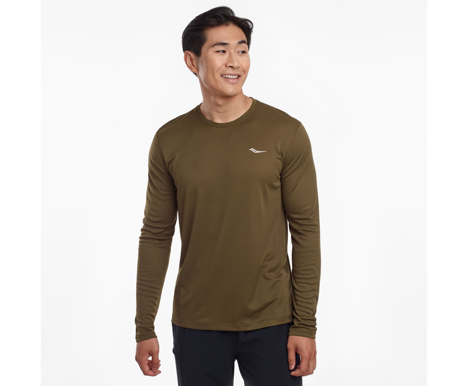 πουκαμισα ανδρικα Saucony Stopwatch Long Sleeve σκούρο Ελιά | KAULXH624