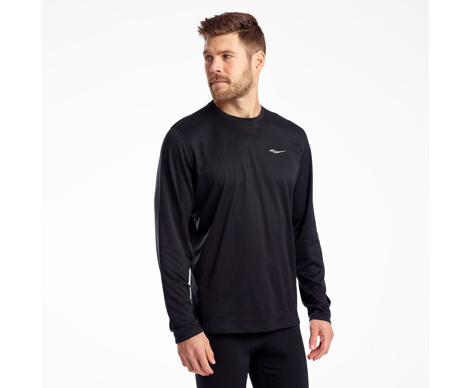 πουκαμισα ανδρικα Saucony Stopwatch Long Sleeve μαυρα | VUNKWE687