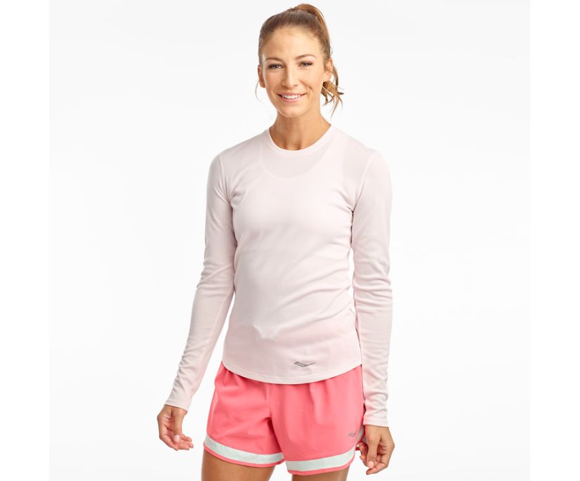 πουκαμισα γυναικεια Saucony Stopwatch Long Sleeve ροζ | VLKJAU261